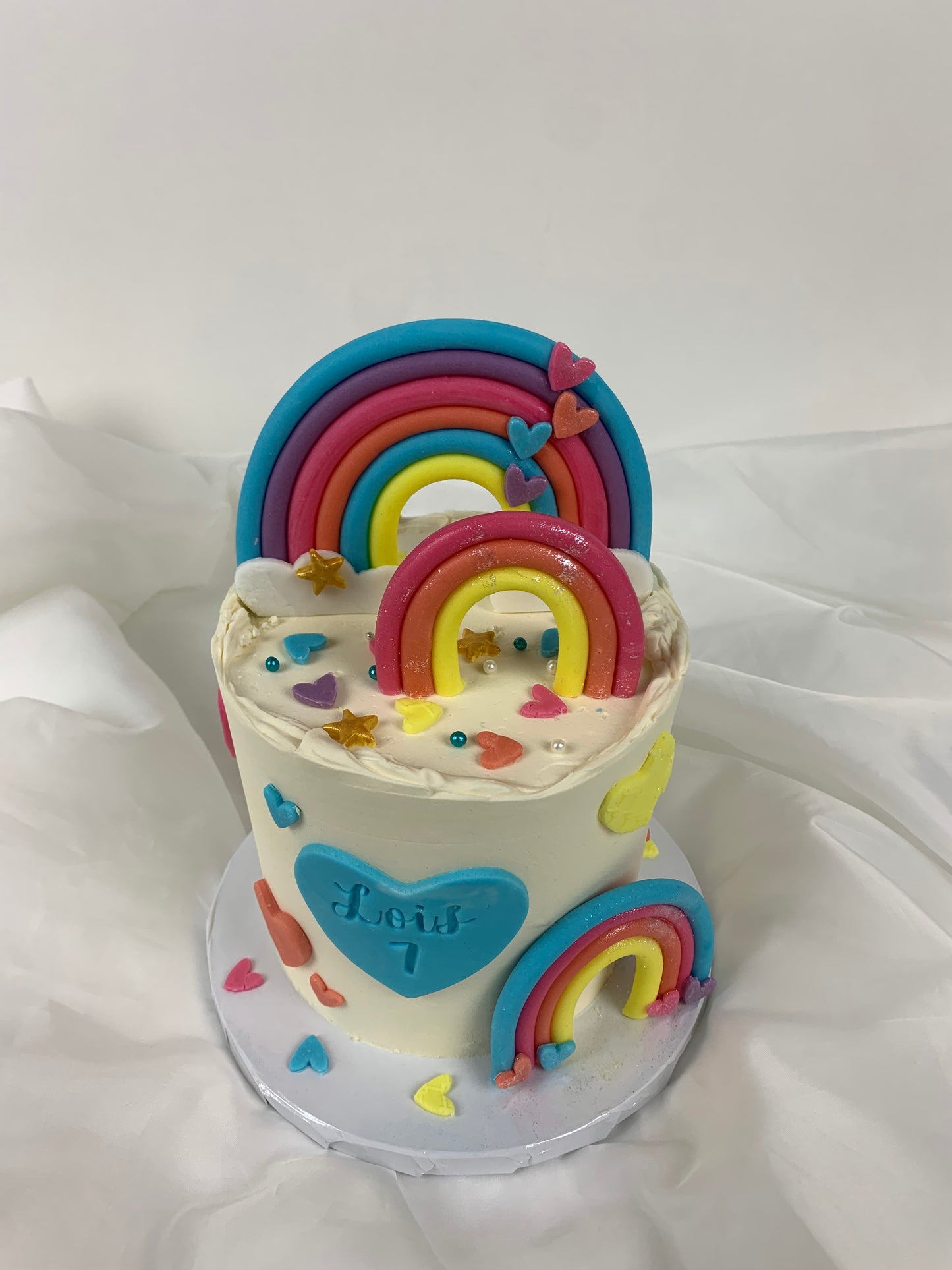 Rainbow heart cake