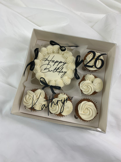 Bento Box (Off white, Black toppers & Ribbon)