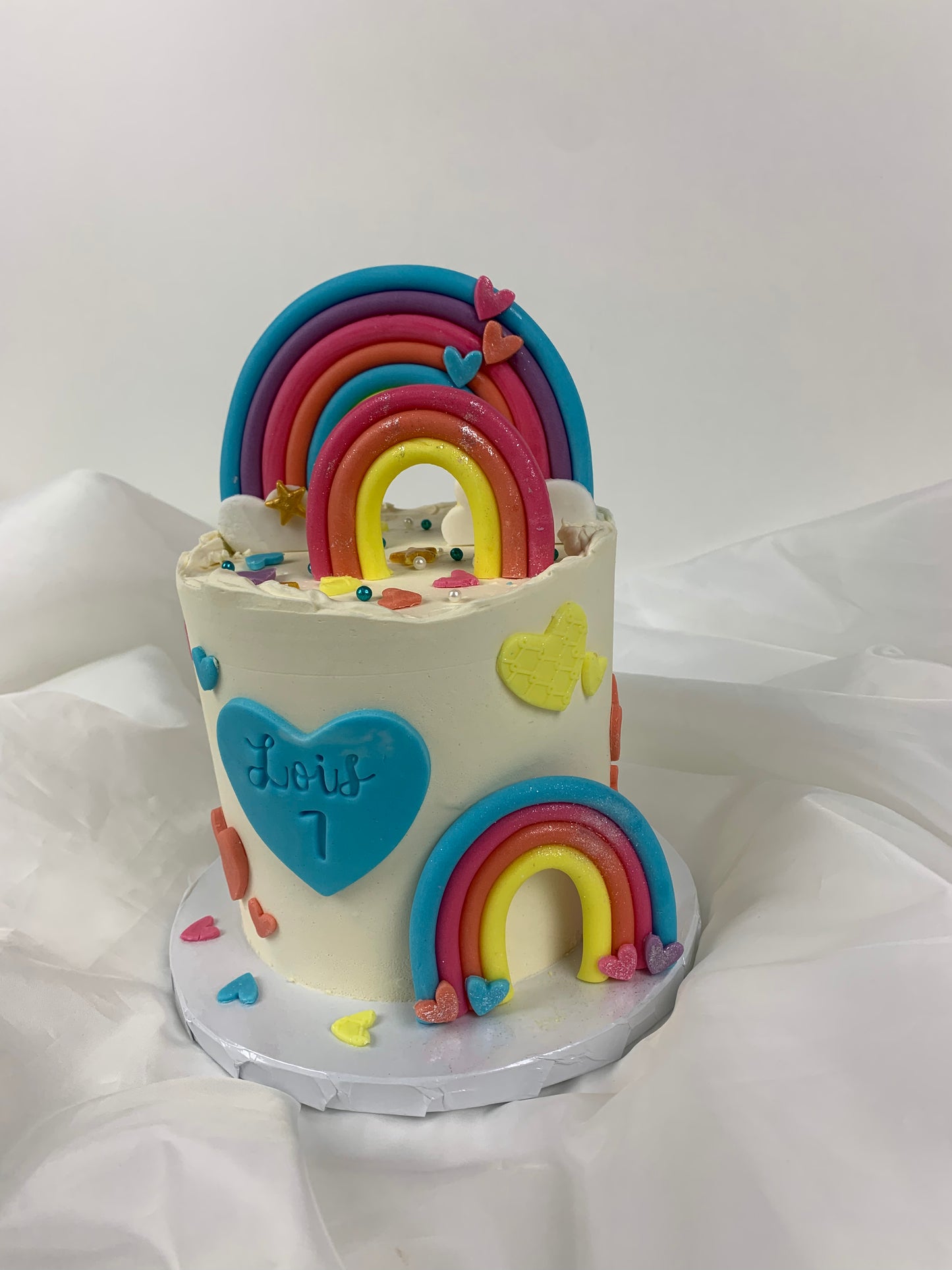 Rainbow heart cake