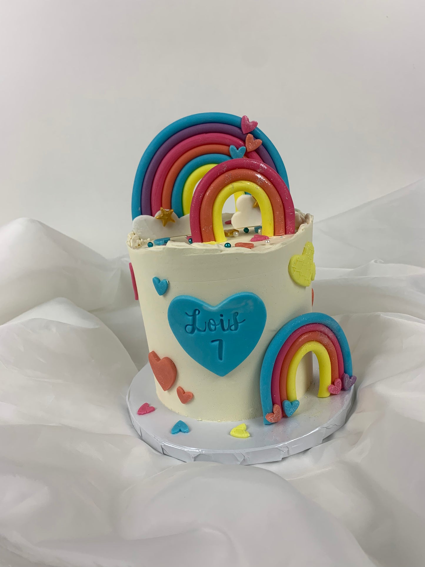 Rainbow heart cake